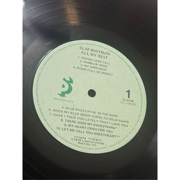 SLIM WHITMAN All My Best Original 1979 LIBERTY RECORDS 12" LP Vinyl Album - Picture 5 of 10